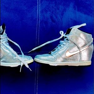 WMNS NIKE DUNK SKY HIGH QS "DISCO BALL" SILVER-GLACIER ICE SZ 8